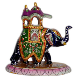 Manufacturers Exporters and Wholesale Suppliers of Matel Meenakari Painted Elephant Jaipur Rajasthan